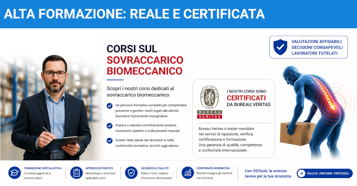 Corsi di Alta Formazione in Ergonomia. Formazione certificata su OCRA, NIOSH, Traino e Spinta, MAPO per distinguerti nel mondo della sicurezza sul lavoro